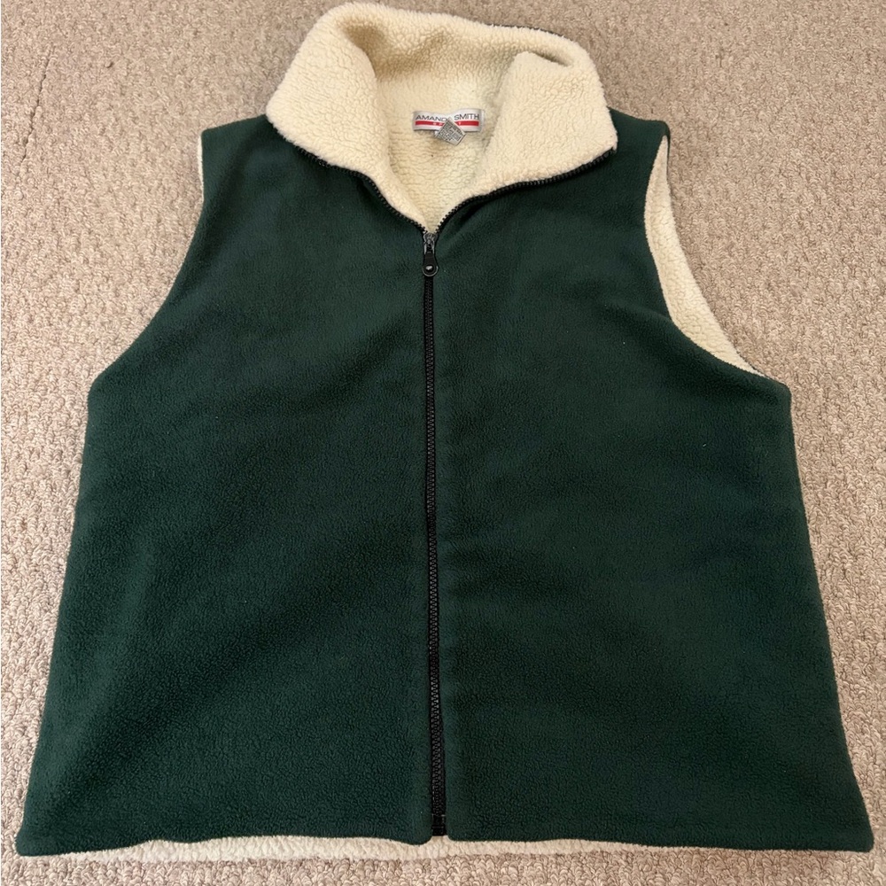 green and cream vest